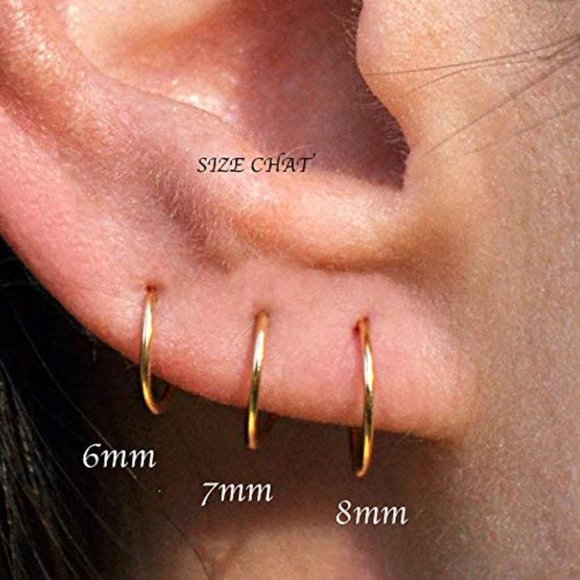 14K Gold Filled Multi Size Open Piercing Hoops Cartilage Helix Tragus Handmade - Picture 2 of 6